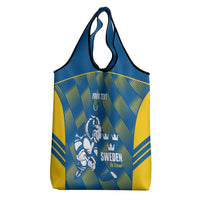 Sweden Hockey Custom Grocery Bag Tre Kronor Swedish Moose Mascot