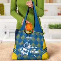 Sweden Hockey Custom Grocery Bag Tre Kronor Swedish Moose Mascot