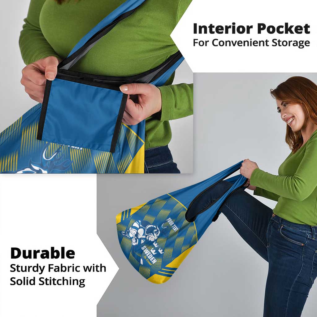 Sweden Hockey Custom Grocery Bag Tre Kronor Swedish Moose Mascot