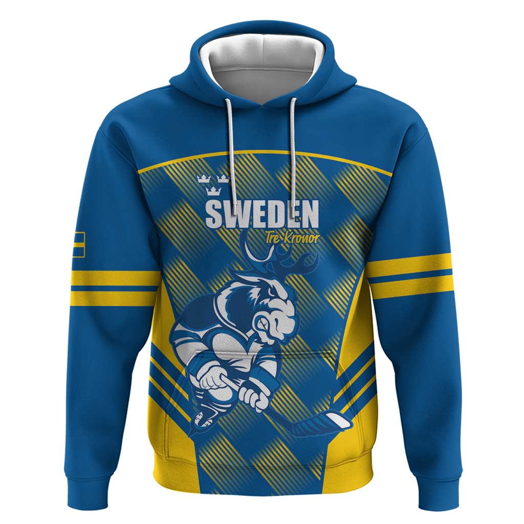 Sweden Hockey Custom Hoodie Tre Kronor Swedish Moose Mascot