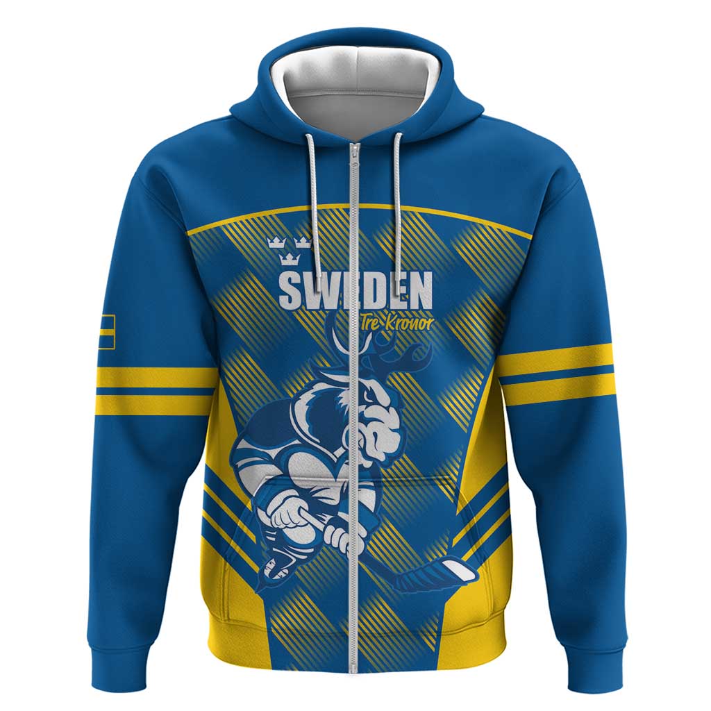 Sweden Hockey Custom Hoodie Tre Kronor Swedish Moose Mascot