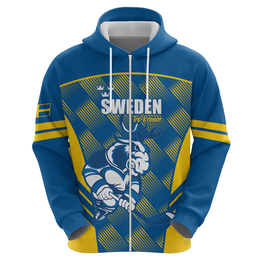 Sweden Hockey Custom Hoodie Tre Kronor Swedish Moose Mascot