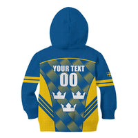 Sweden Hockey Custom Kid Hoodie Tre Kronor Swedish Moose Mascot