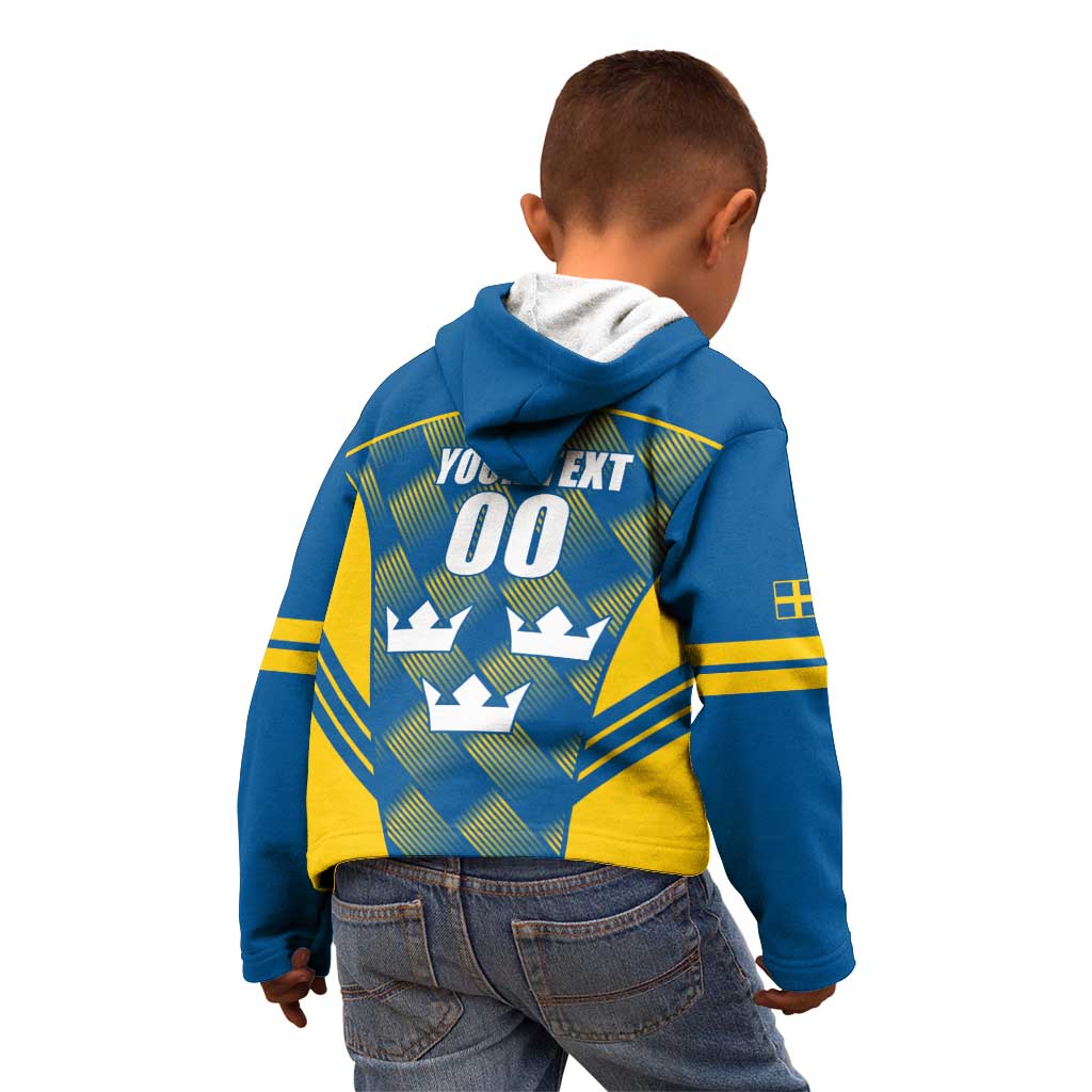 Sweden Hockey Custom Kid Hoodie Tre Kronor Swedish Moose Mascot