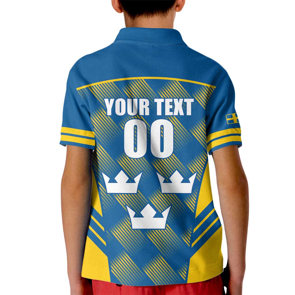 Sweden Hockey Custom Kid Polo Shirt Tre Kronor Swedish Moose Mascot