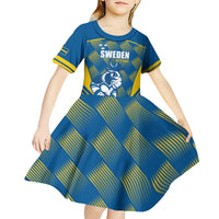 Sweden Hockey Custom Kid Short Sleeve Dress Tre Kronor Swedish Moose Mascot