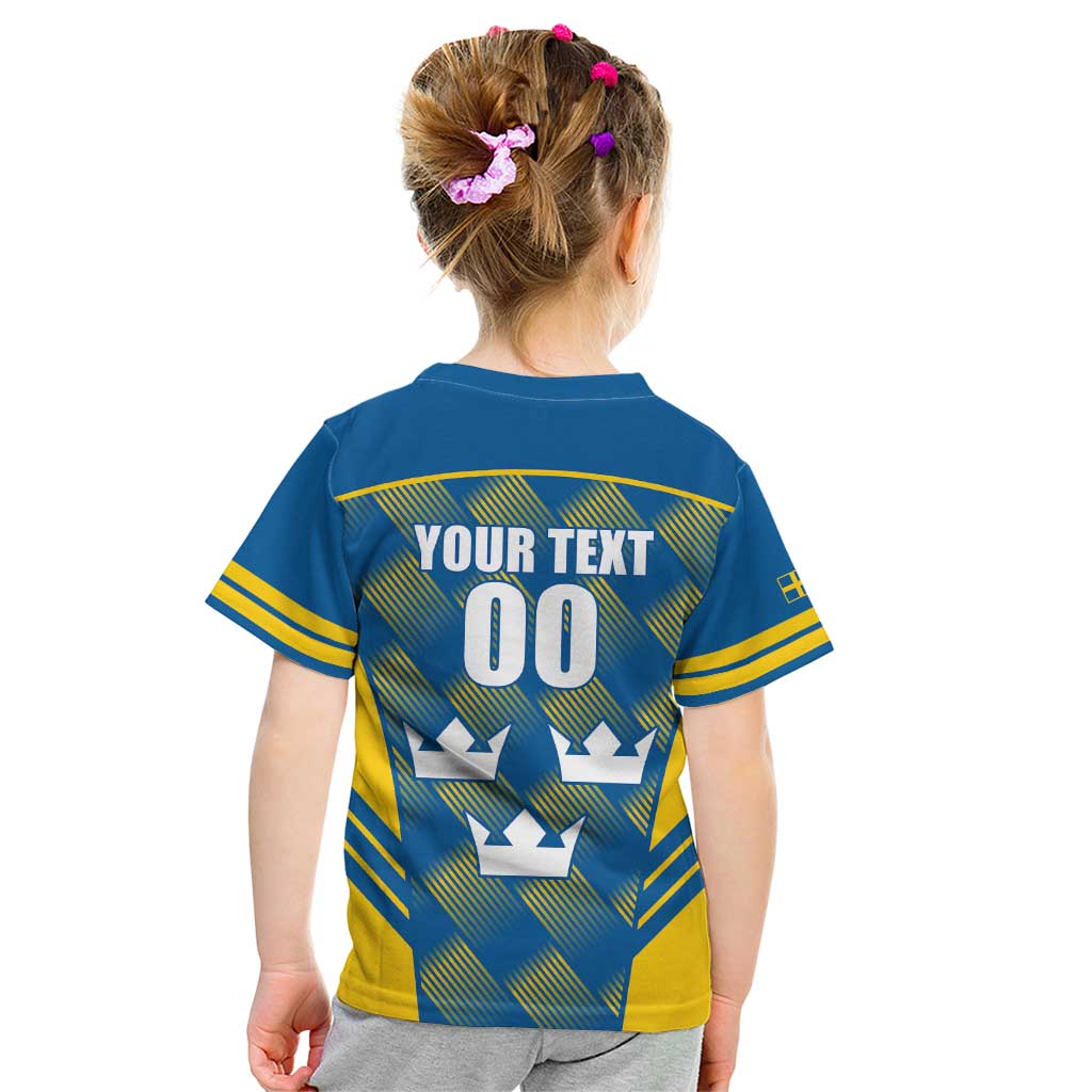Sweden Hockey Custom Kid T Shirt Tre Kronor Swedish Moose Mascot