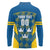 Sweden Hockey Custom Long Sleeve Polo Shirt Tre Kronor Swedish Moose Mascot