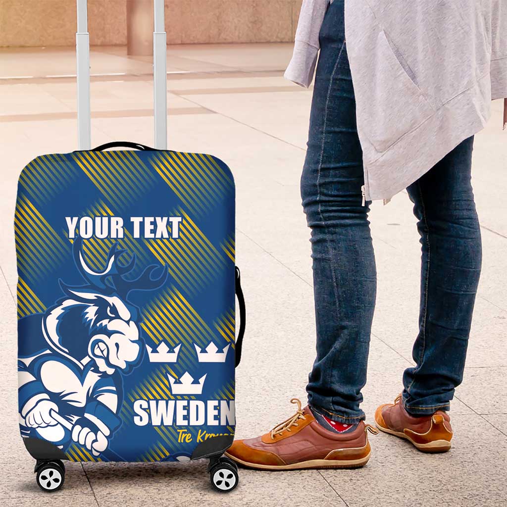 Sweden Hockey Custom Luggage Cover Tre Kronor Swedish Moose Mascot