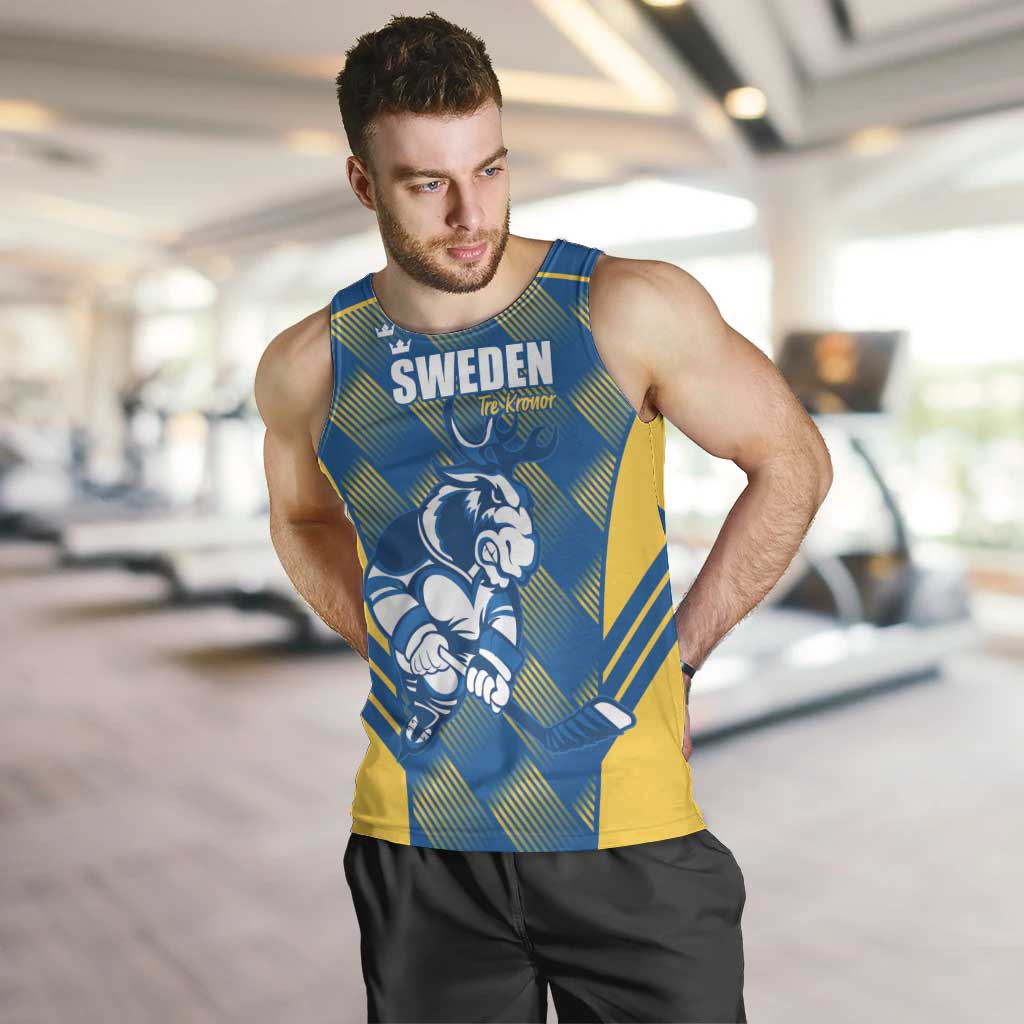 Sweden Hockey Custom Men Tank Top Tre Kronor Swedish Moose Mascot