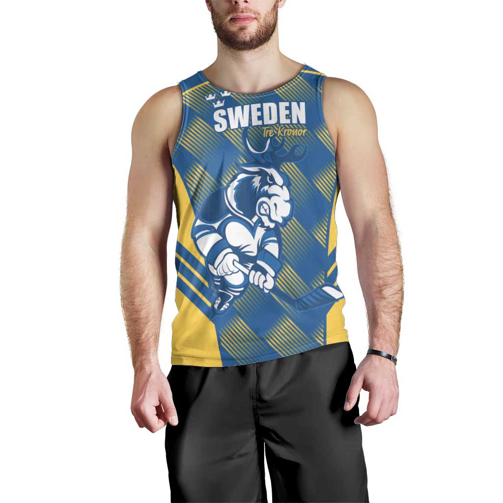 Sweden Hockey Custom Men Tank Top Tre Kronor Swedish Moose Mascot