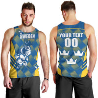 Sweden Hockey Custom Men Tank Top Tre Kronor Swedish Moose Mascot