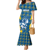 Sweden Hockey Custom Mermaid Dress Tre Kronor Swedish Moose Mascot