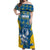 Sweden Hockey Custom Off Shoulder Maxi Dress Tre Kronor Swedish Moose Mascot