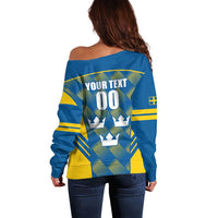 Sweden Hockey Custom Off Shoulder Sweater Tre Kronor Swedish Moose Mascot