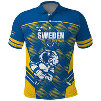 Sweden Hockey Custom Polo Shirt Tre Kronor Swedish Moose Mascot
