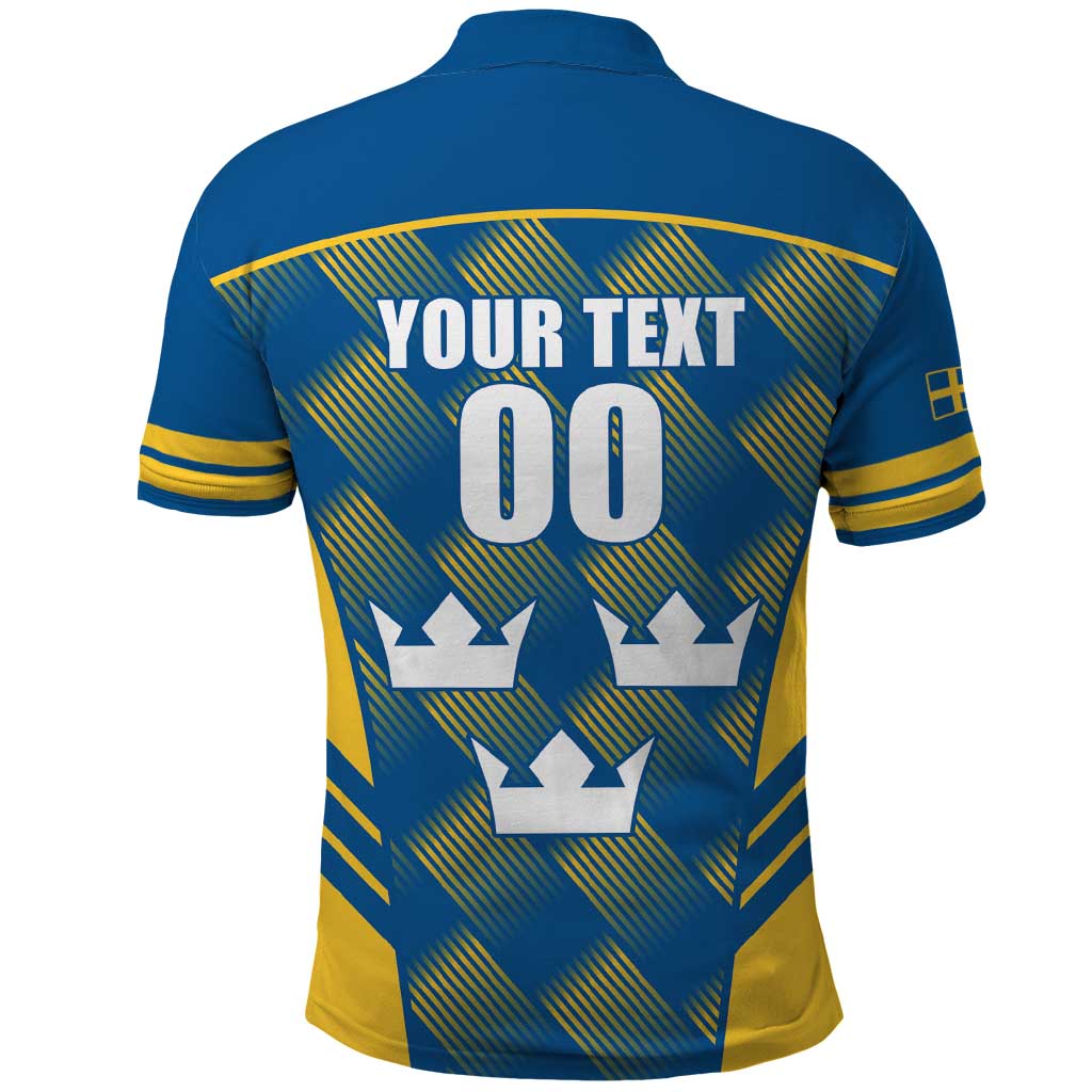 Sweden Hockey Custom Polo Shirt Tre Kronor Swedish Moose Mascot