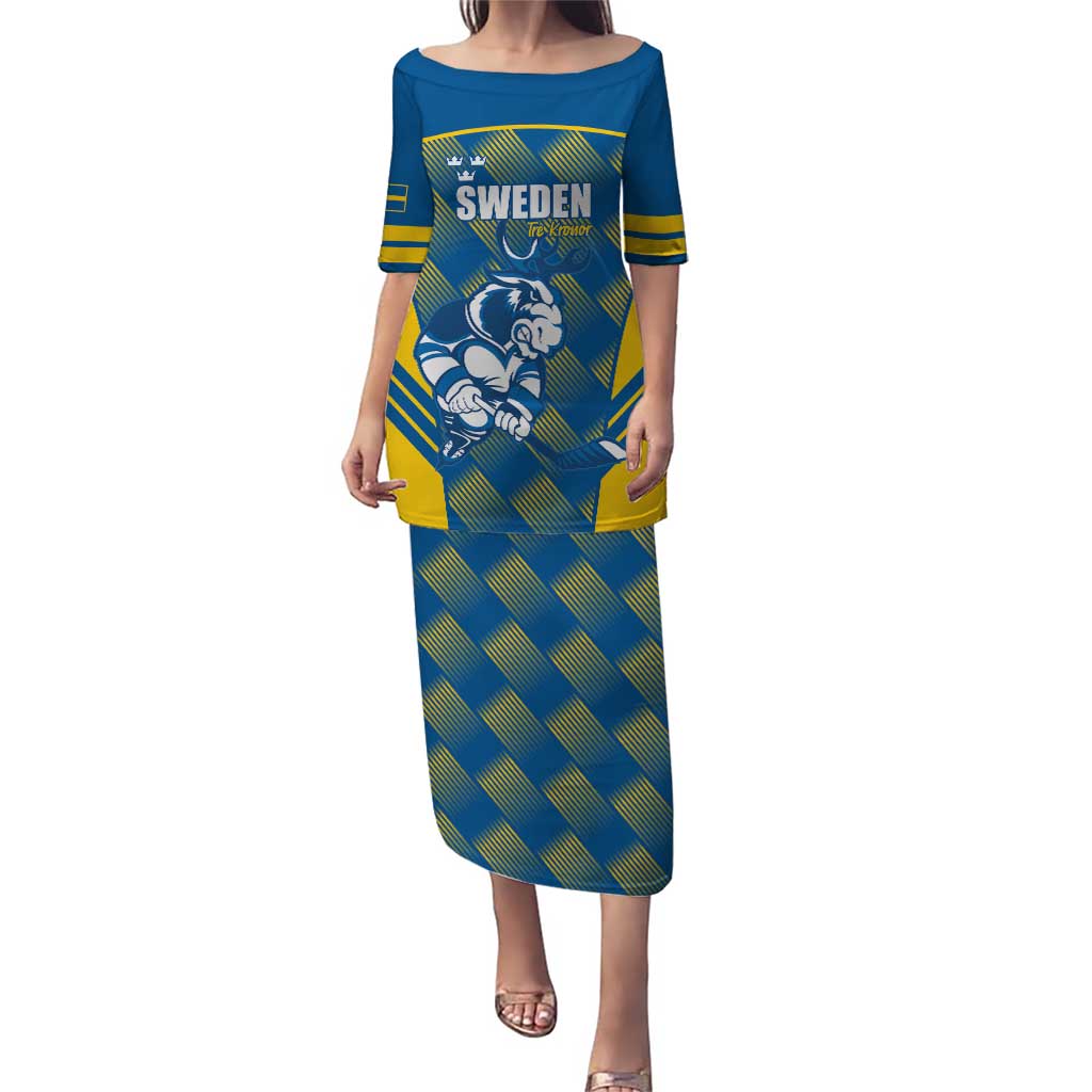 Sweden Hockey Custom Puletasi Tre Kronor Swedish Moose Mascot