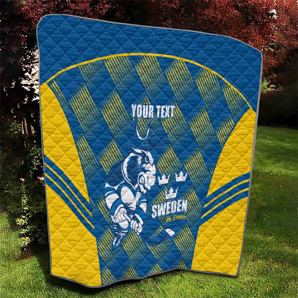 Sweden Hockey Custom Quilt Tre Kronor Swedish Moose Mascot