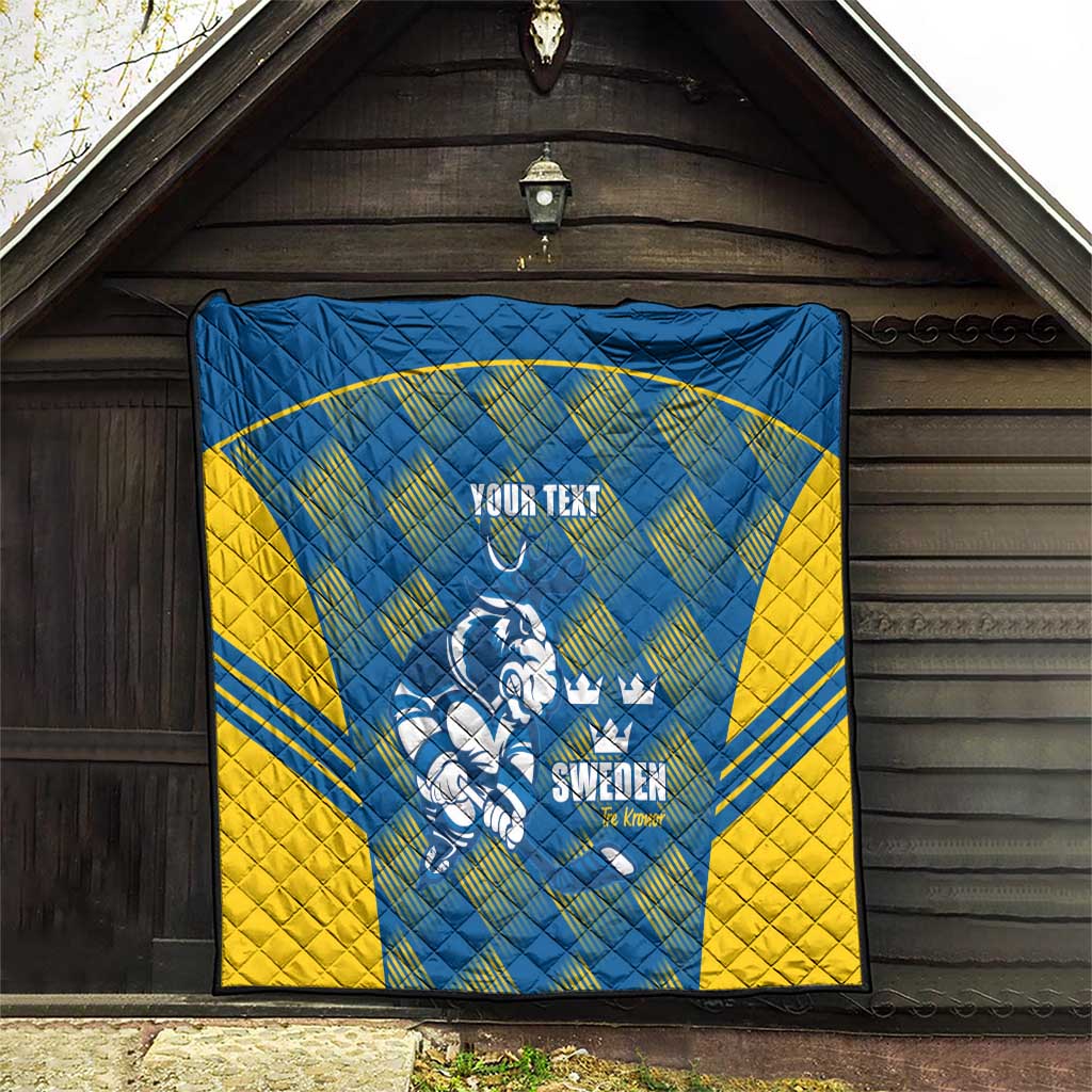 Sweden Hockey Custom Quilt Tre Kronor Swedish Moose Mascot