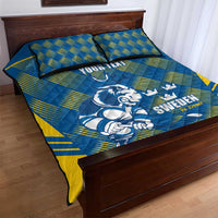 Sweden Hockey Custom Quilt Bed Set Tre Kronor Swedish Moose Mascot