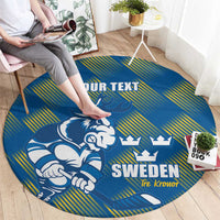 Sweden Hockey Custom Round Carpet Tre Kronor Swedish Moose Mascot