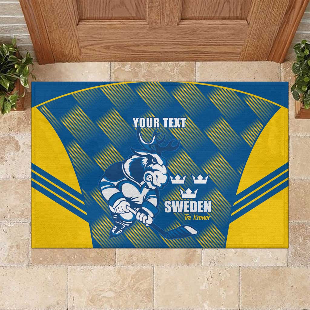 Sweden Hockey Custom Rubber Doormat Tre Kronor Swedish Moose Mascot