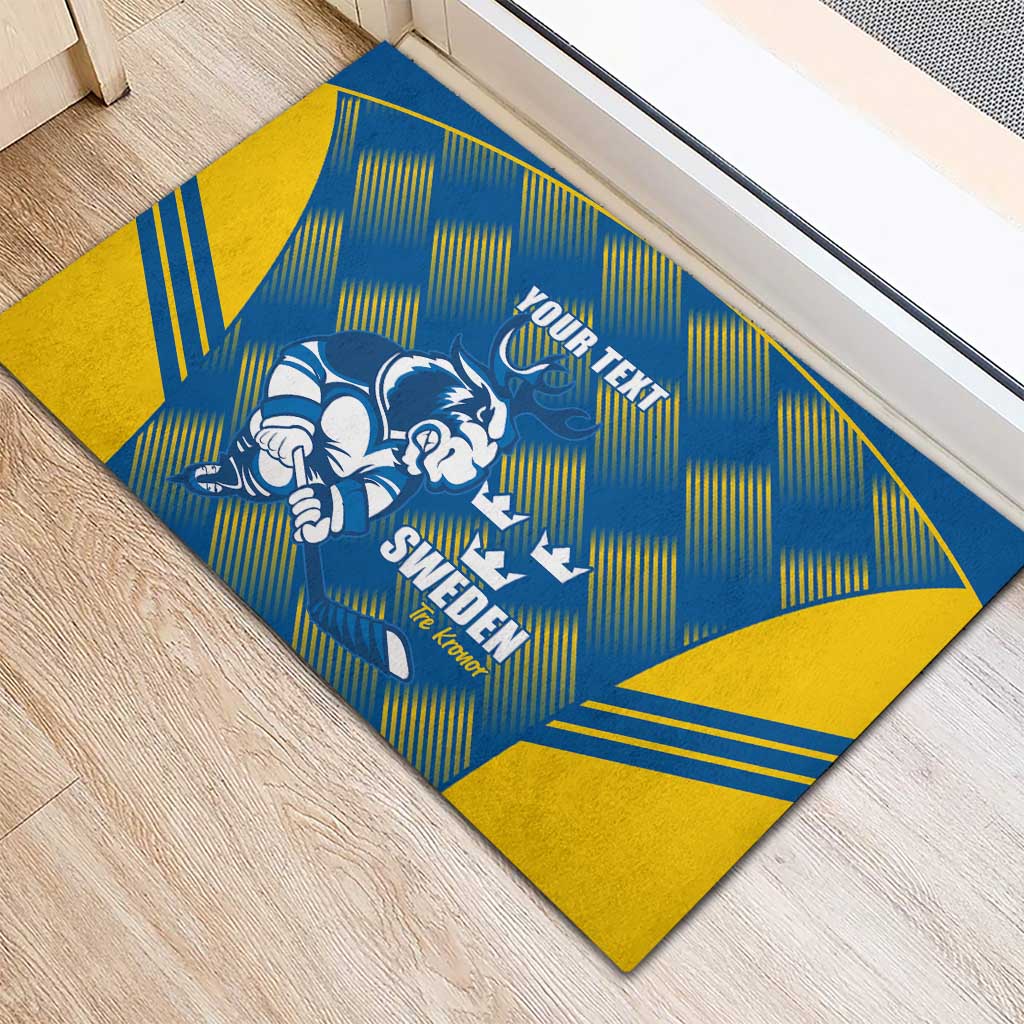 Sweden Hockey Custom Rubber Doormat Tre Kronor Swedish Moose Mascot