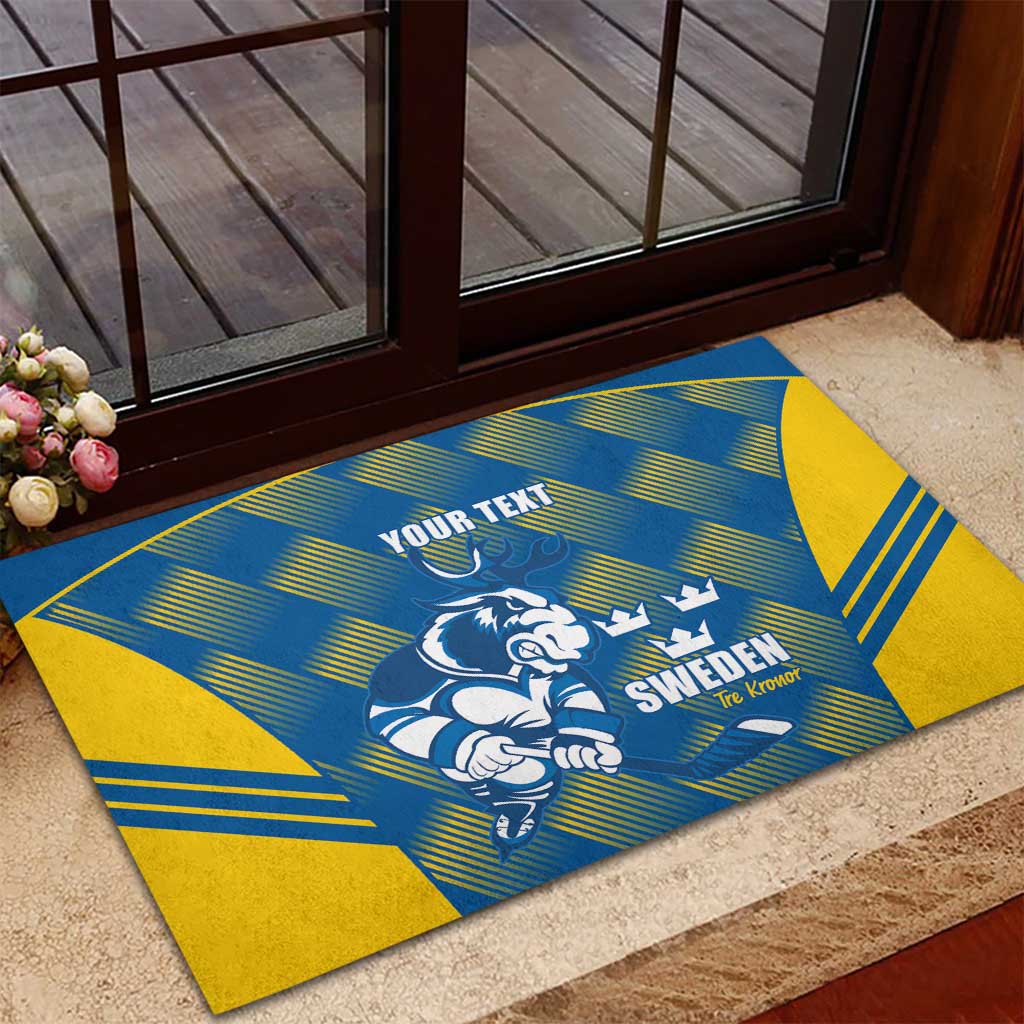 Sweden Hockey Custom Rubber Doormat Tre Kronor Swedish Moose Mascot