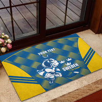 Sweden Hockey Custom Rubber Doormat Tre Kronor Swedish Moose Mascot