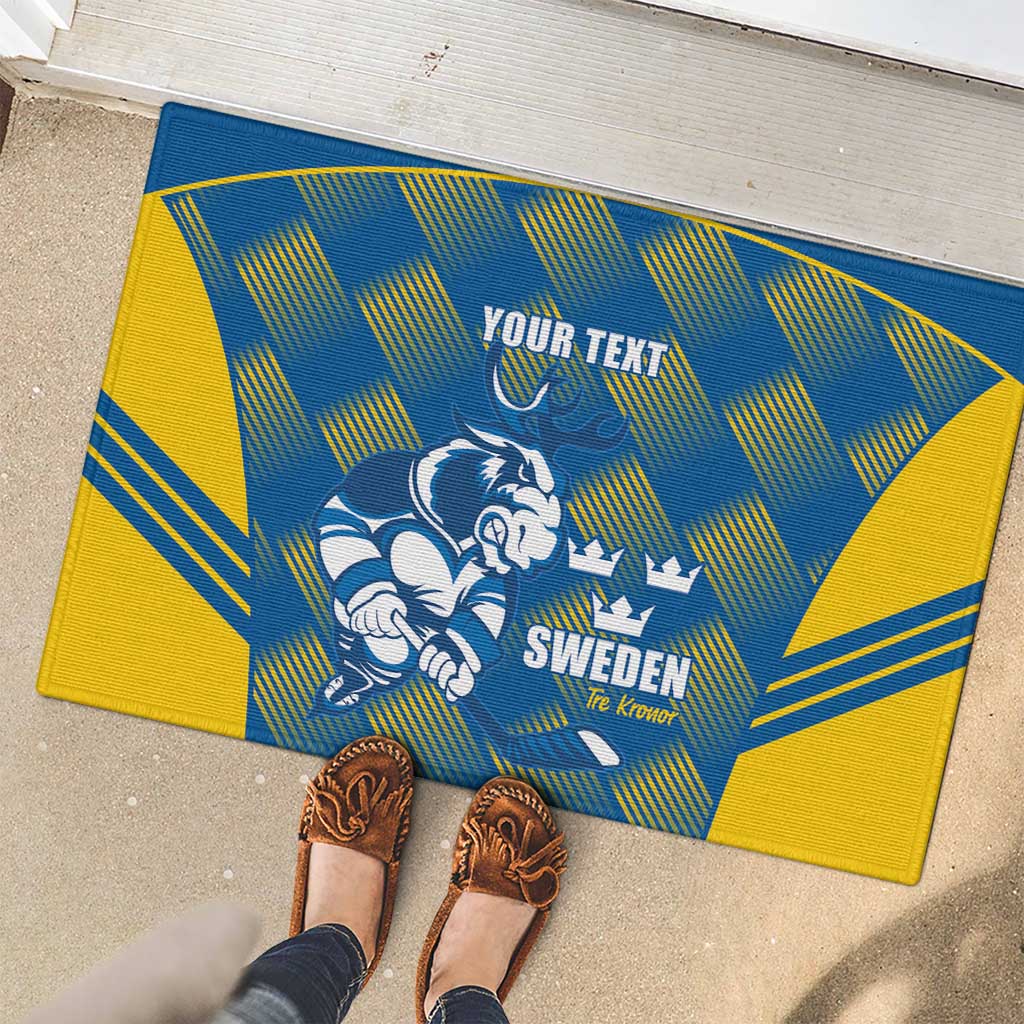 Sweden Hockey Custom Rubber Doormat Tre Kronor Swedish Moose Mascot