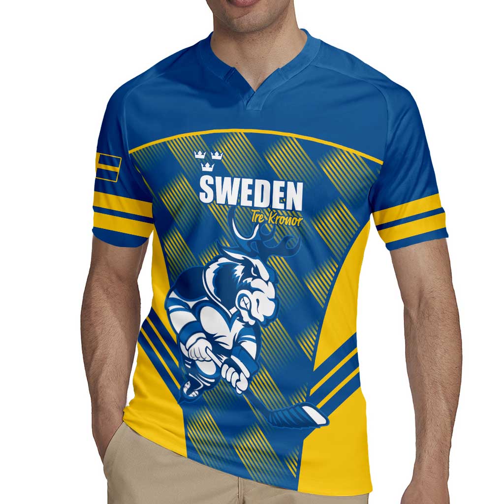 Sweden Hockey Custom Rugby Jersey Tre Kronor Swedish Moose Mascot