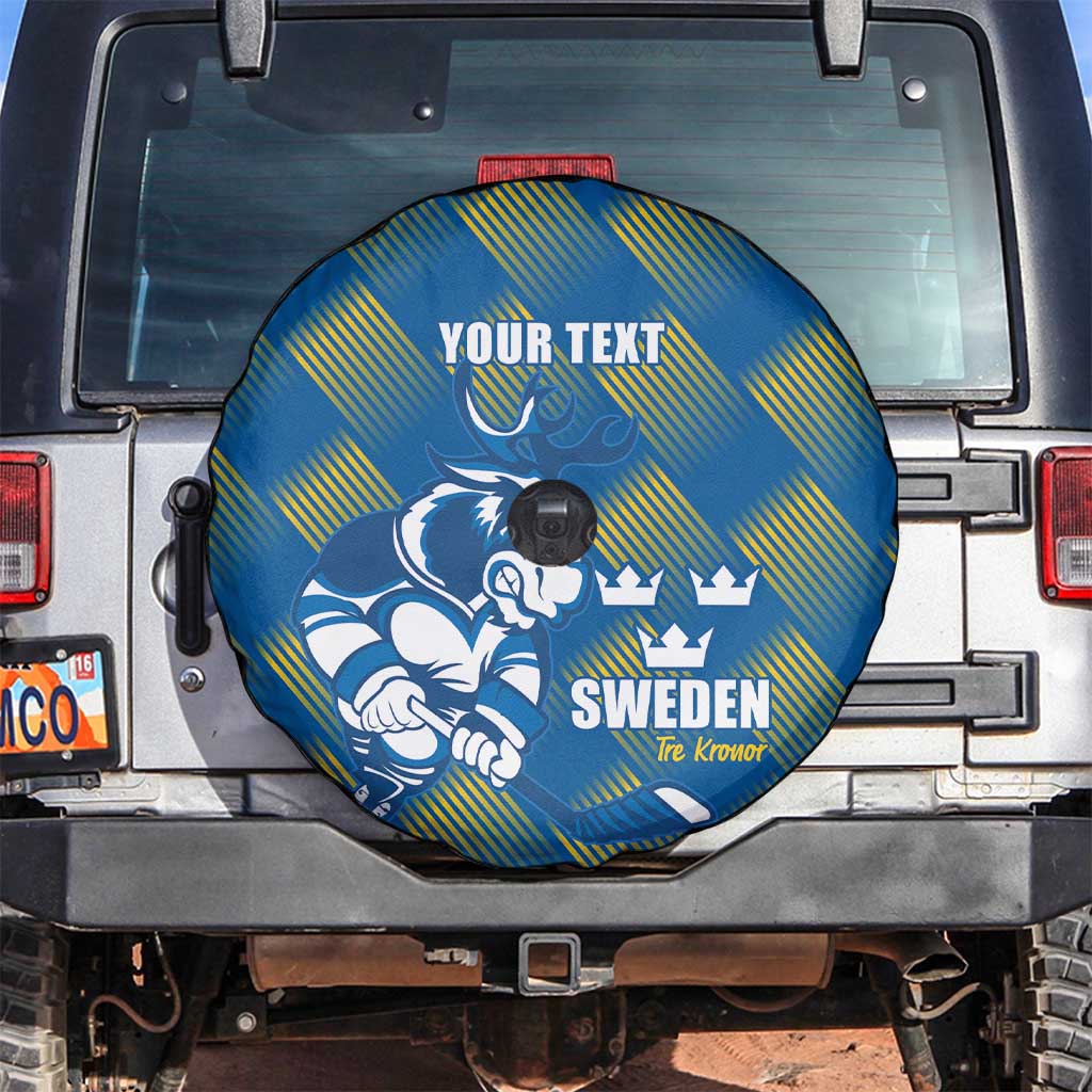 Sweden Hockey Custom Spare Tire Cover Tre Kronor Swedish Moose Mascot