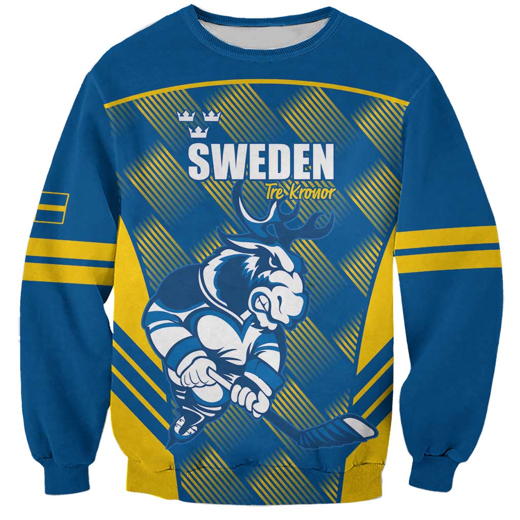 Sweden Hockey Custom Sweatshirt Tre Kronor Swedish Moose Mascot