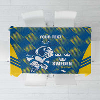 Sweden Hockey Custom Tablecloth Tre Kronor Swedish Moose Mascot