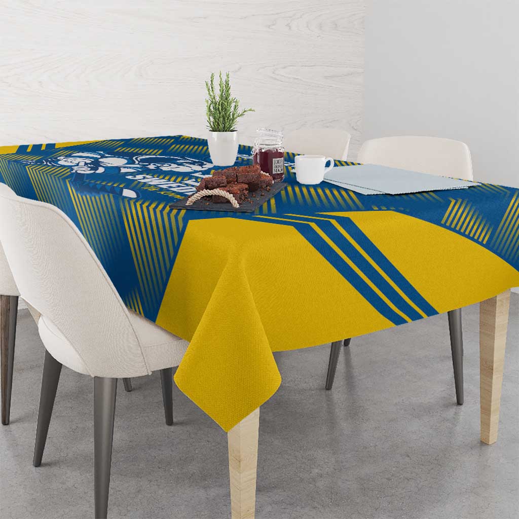 Sweden Hockey Custom Tablecloth Tre Kronor Swedish Moose Mascot