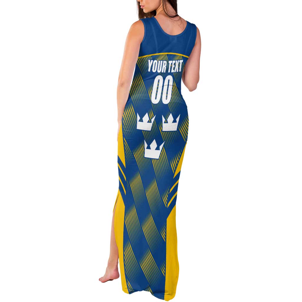 Sweden Hockey Custom Tank Maxi Dress Tre Kronor Swedish Moose Mascot