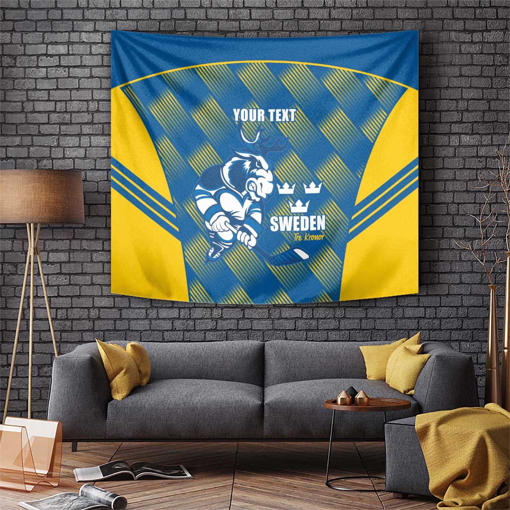 Sweden Hockey Custom Tapestry Tre Kronor Swedish Moose Mascot