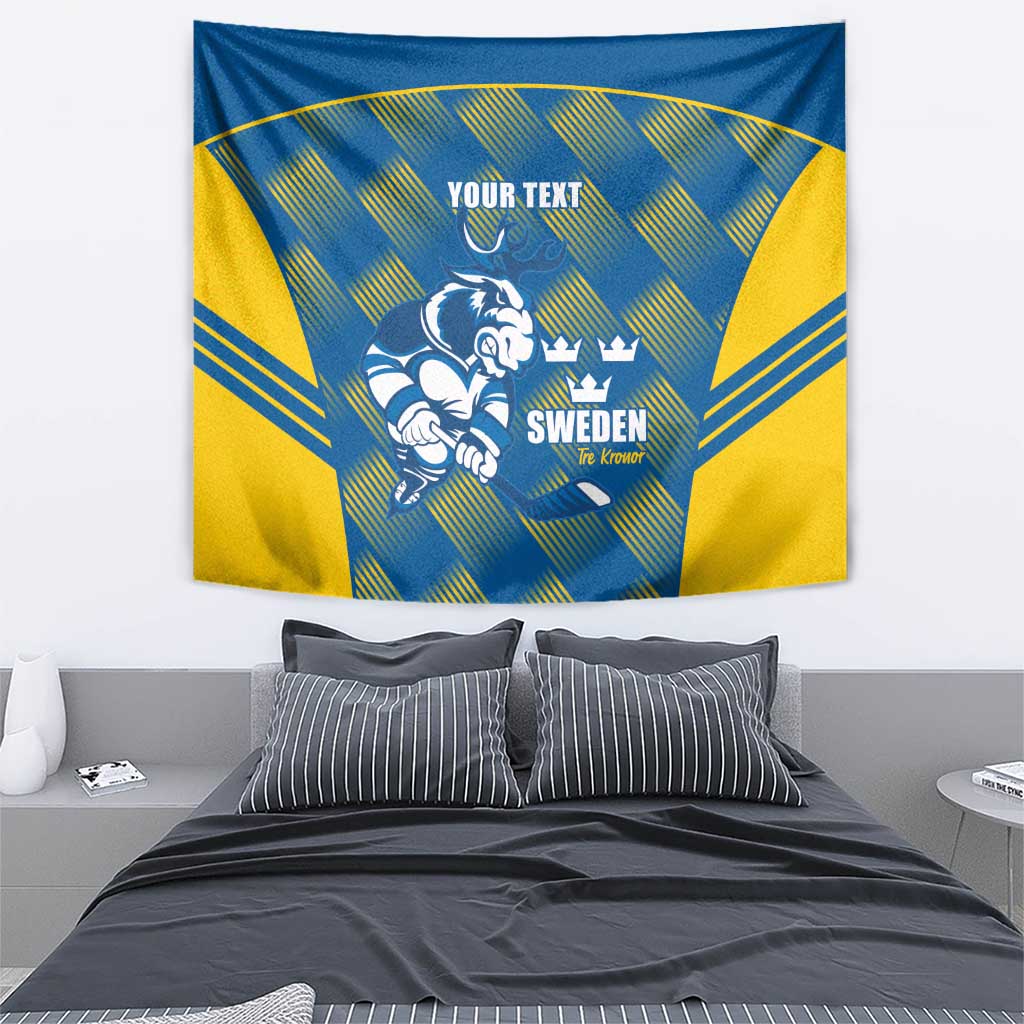 Sweden Hockey Custom Tapestry Tre Kronor Swedish Moose Mascot