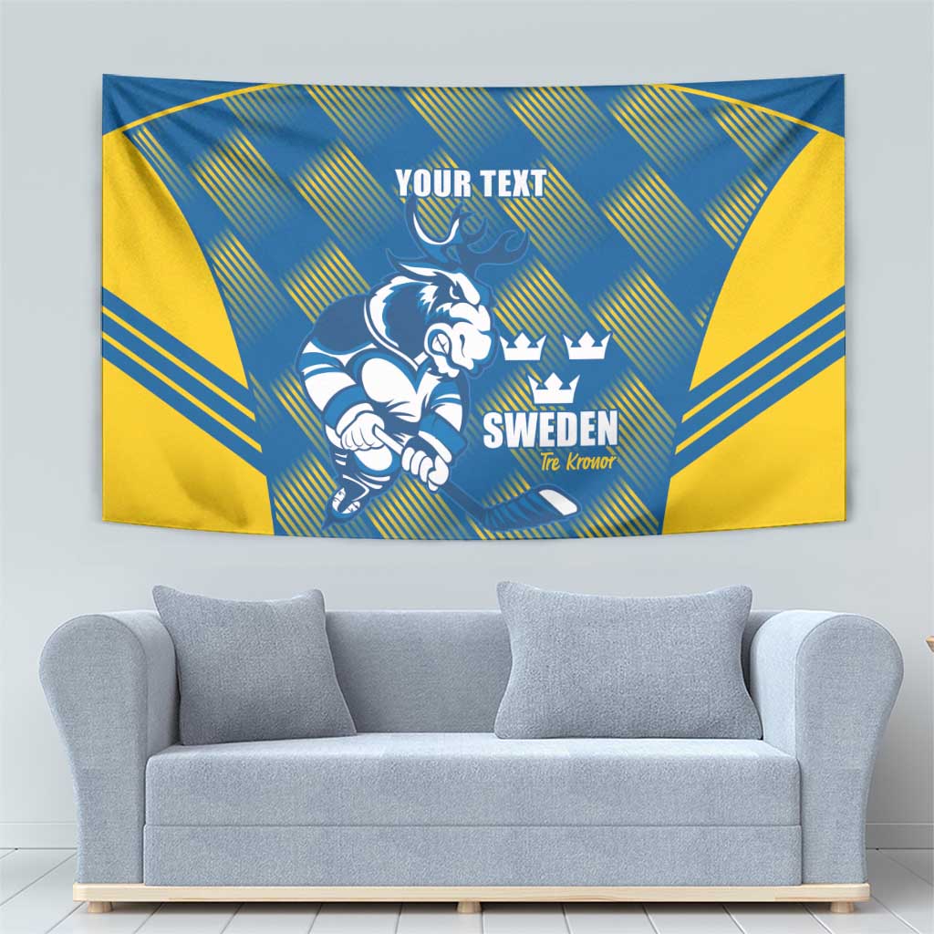 Sweden Hockey Custom Tapestry Tre Kronor Swedish Moose Mascot