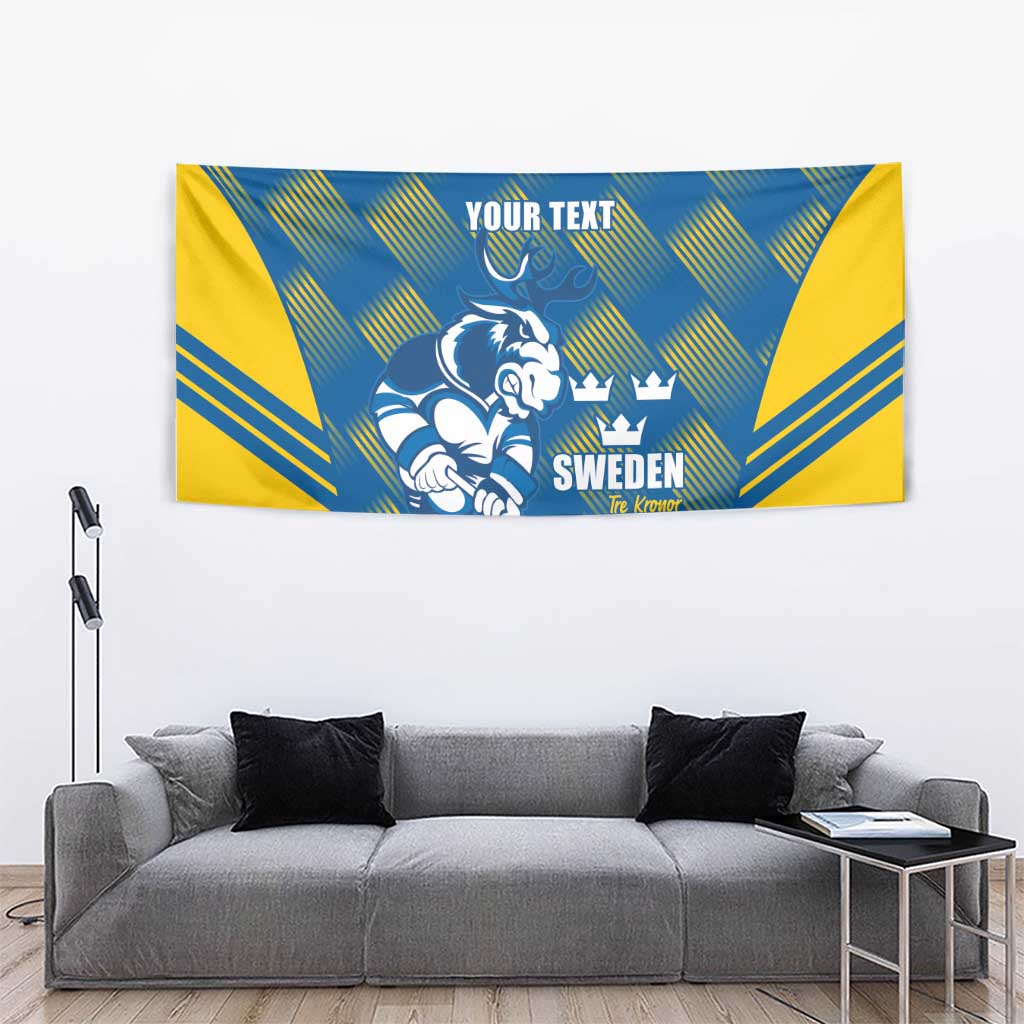 Sweden Hockey Custom Tapestry Tre Kronor Swedish Moose Mascot
