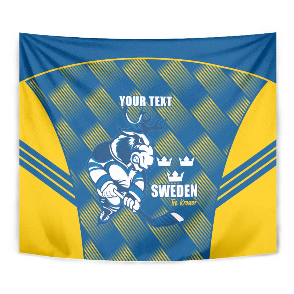 Sweden Hockey Custom Tapestry Tre Kronor Swedish Moose Mascot
