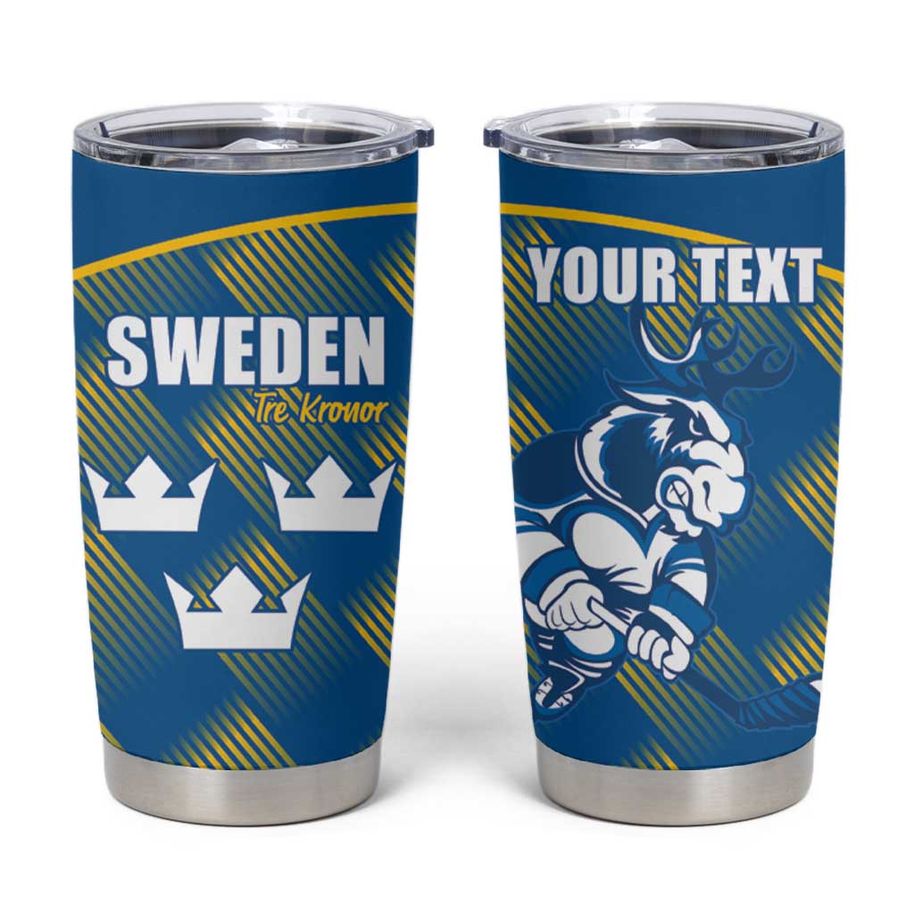 Sweden Hockey Custom Tumbler Cup Tre Kronor Swedish Moose Mascot