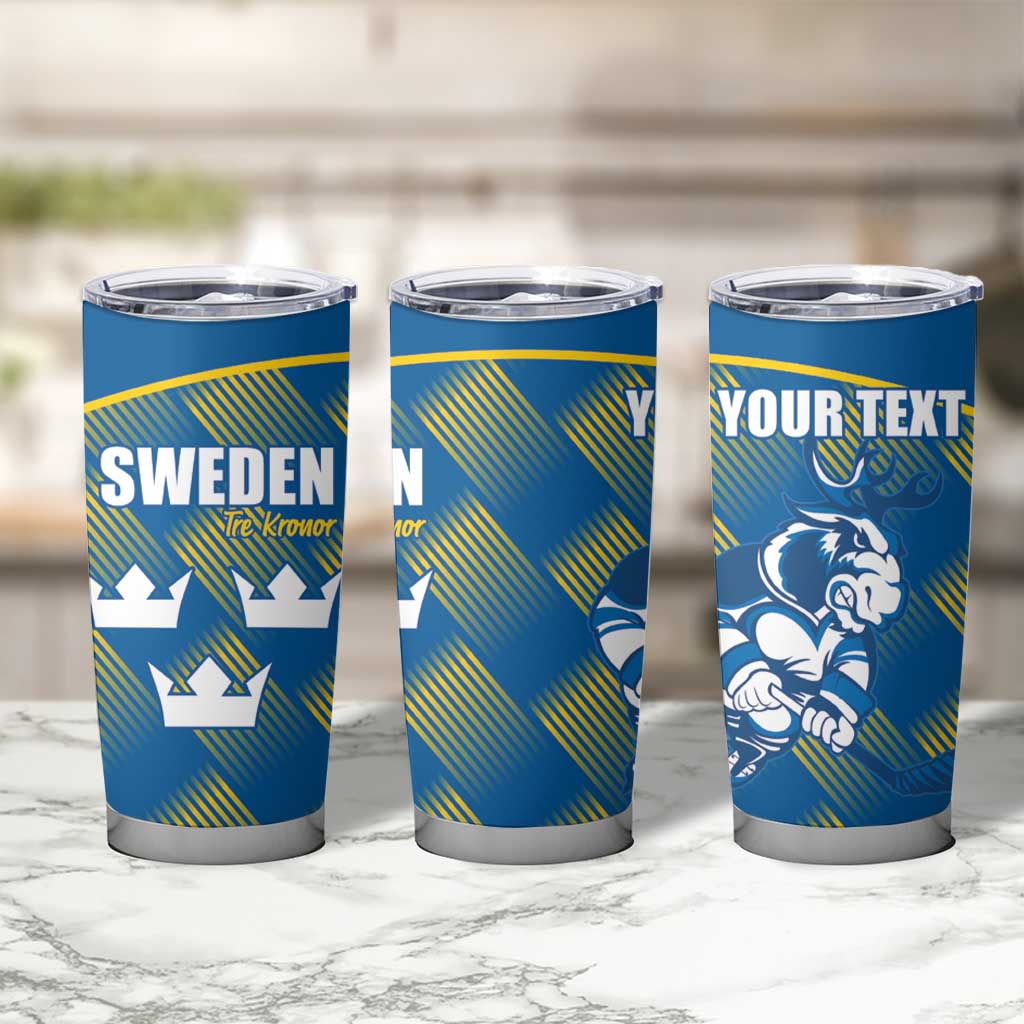 Sweden Hockey Custom Tumbler Cup Tre Kronor Swedish Moose Mascot