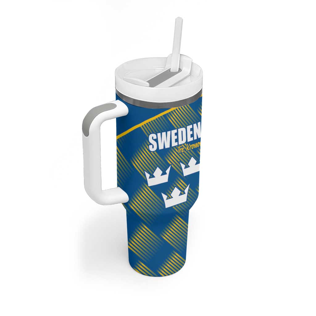 Sweden Hockey Custom Tumbler With Handle Tre Kronor Swedish Moose Mascot