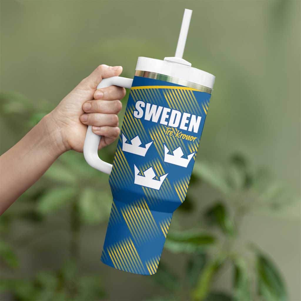 Sweden Hockey Custom Tumbler With Handle Tre Kronor Swedish Moose Mascot