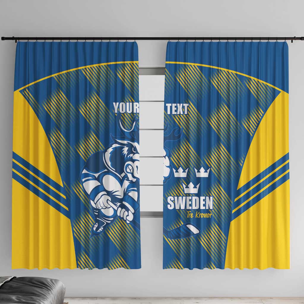 Sweden Hockey Custom Window Curtain Tre Kronor Swedish Moose Mascot