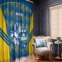 Sweden Hockey Custom Window Curtain Tre Kronor Swedish Moose Mascot