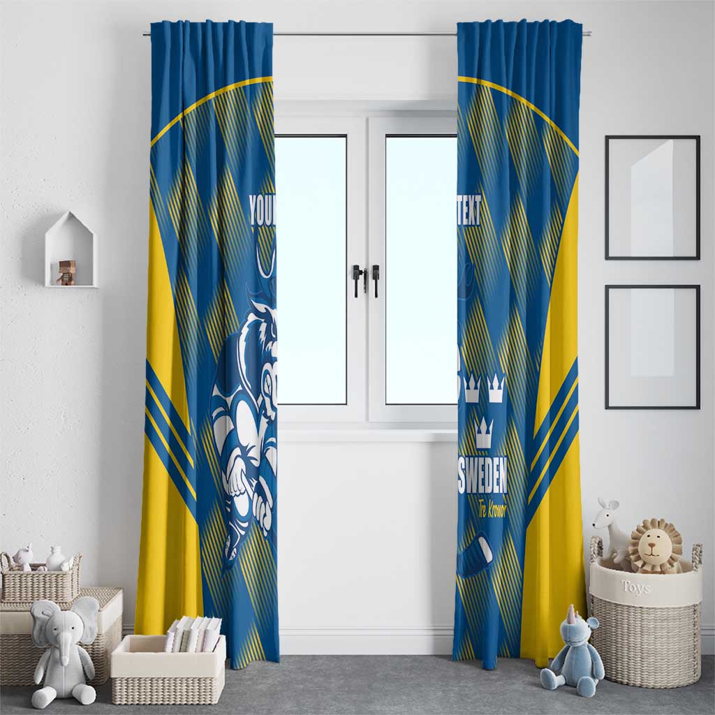 Sweden Hockey Custom Window Curtain Tre Kronor Swedish Moose Mascot