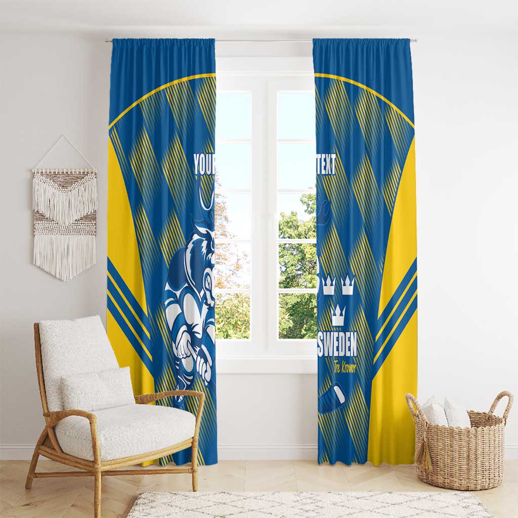 Sweden Hockey Custom Window Curtain Tre Kronor Swedish Moose Mascot